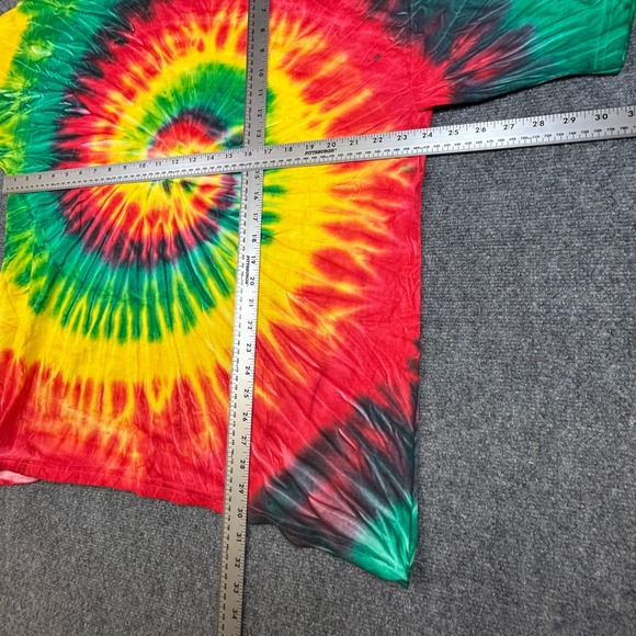 Gildan Activewear Heavyweight Cotton Tie Dye Spiral T-Shirt Red Yellow Green XL - Picture 4 of 5
